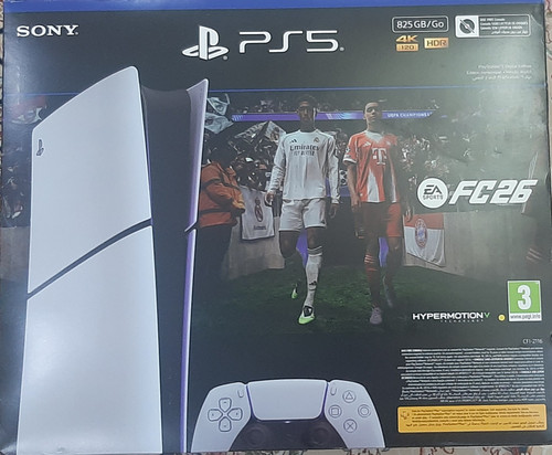 کنسول بازی سونی 2026 نو و پلمپ مدل Play Station5 slim Digital Edition ظرفیت 825 گیگابایت ریجن CFI-2116 اروپا باندل FC26 .