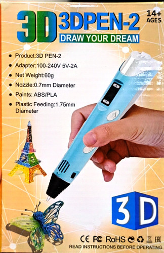 قلم سهبعدی مدل 3D Pen‑2 با نمایشگر LCD، سازگار با فیلامنت PLA/ABS و نازل 0.7 میلیمتری