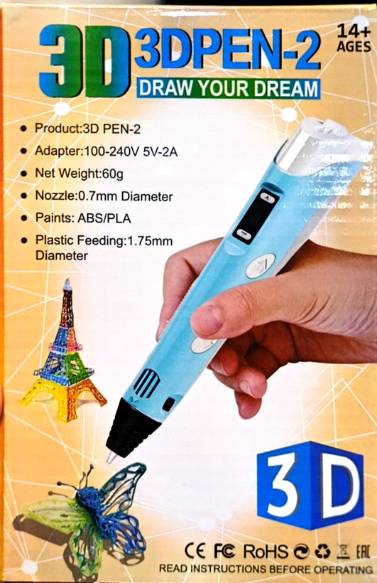 قلم سهبعدی مدل 3D Pen‑2 با نمایشگر LCD، سازگار با فیلامنت PLA/ABS و نازل 0.7 میلیمتری