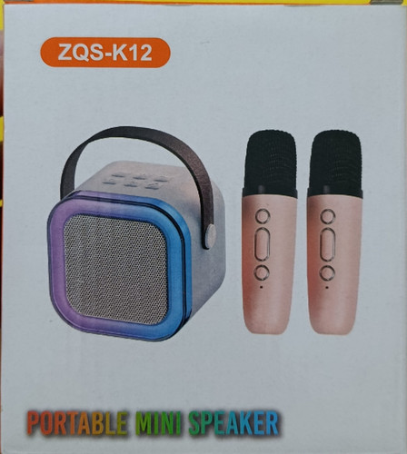 اسپیکر قابل حمل ZQS مدل K12 همراه با ۲ میکروفون بیسیم – بلندگوی شارژی با نور RGB و کیفیت صدای عالی مناسب آواز خوانی و سخنرانی